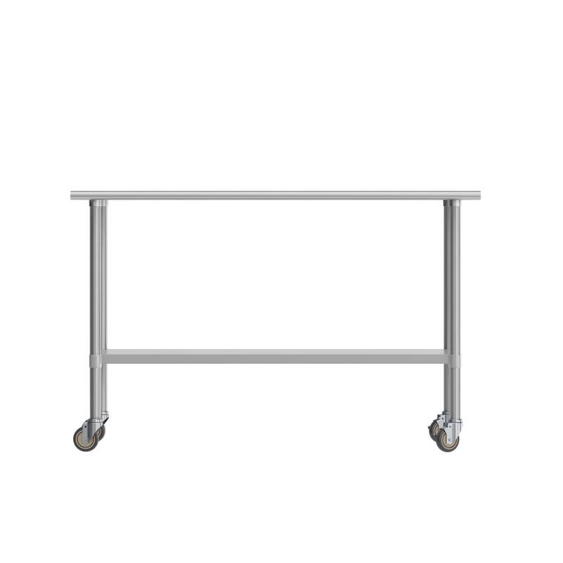 Commercial Stainless Steel 18 Gauge Worktable with Undershelf and Casters