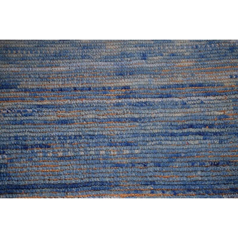 Blue Moroccan Oriental Large Area Rug Hand-Knotted Wool Carpet - 12'0" x 15'7"