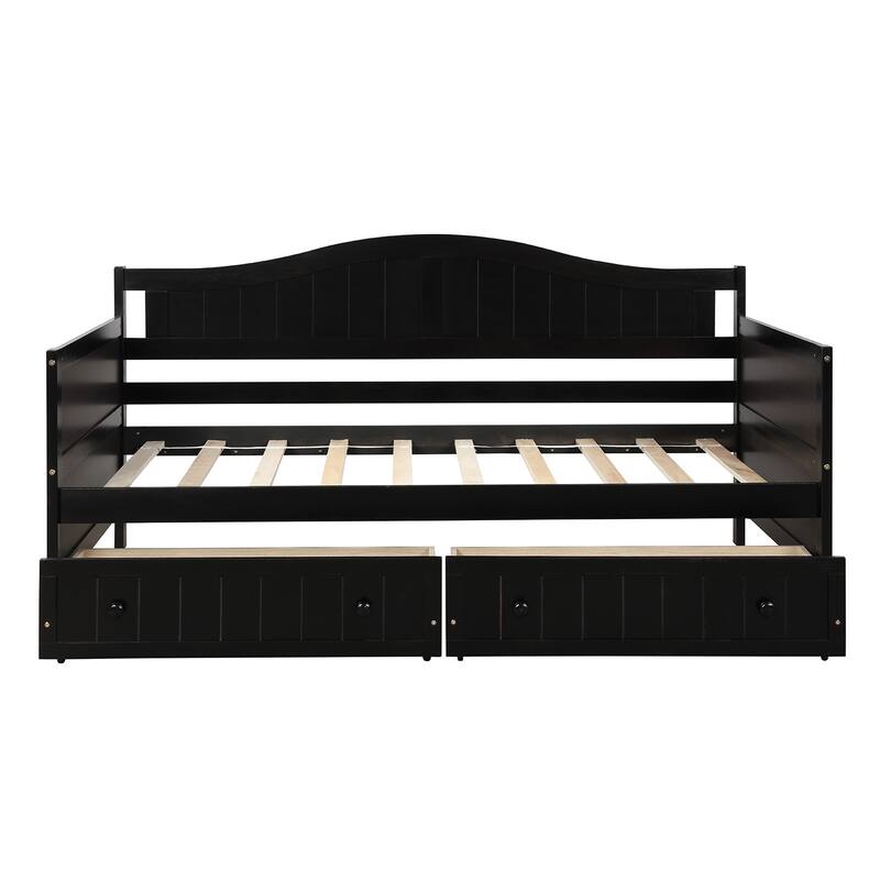 Twin Wooden Daybed with 2 drawers for Bedroom Living Room
