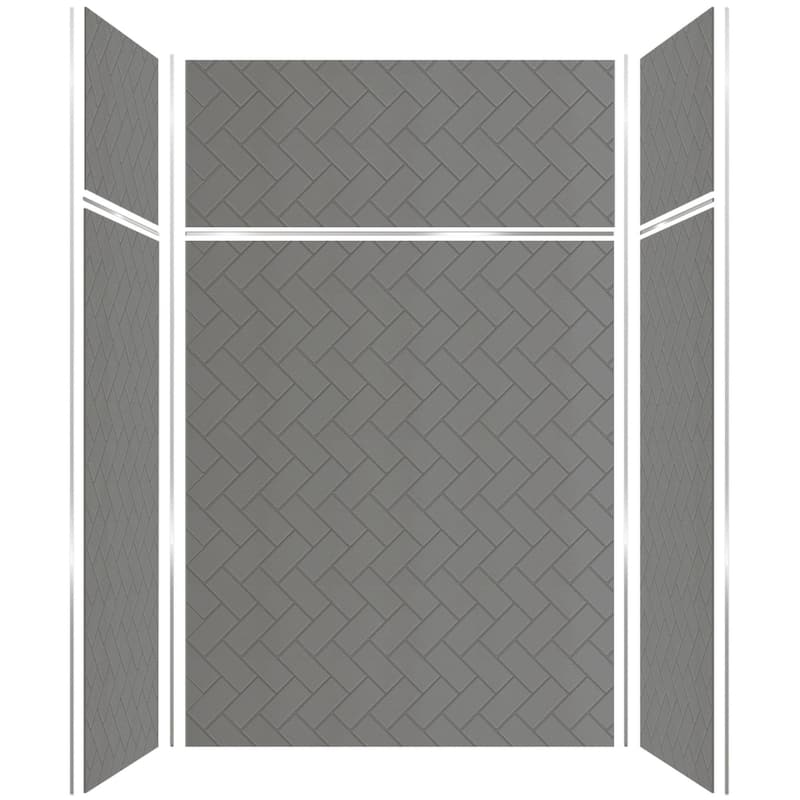 Transolid PWKX60367224 Prodigy 96" High x 60" Wide x 36" Deep Six - Dark Grey Herringbone Tile