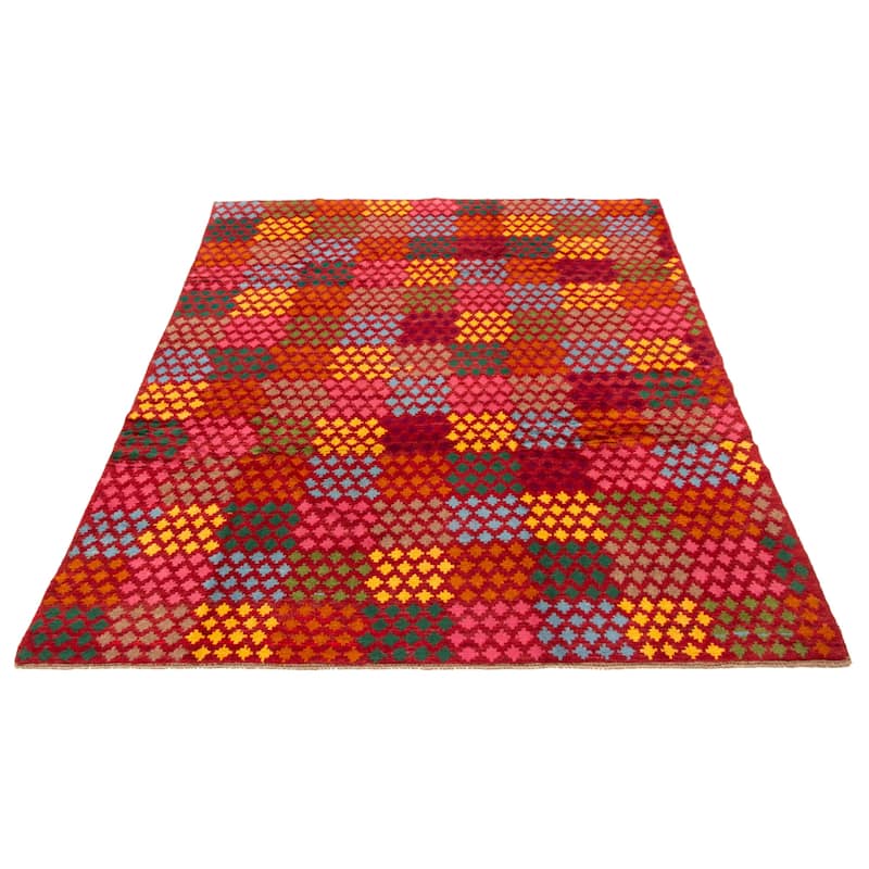 ECARPETGALLERY Hand-knotted Akhjah Red Wool Rug - 6'10 x 9'2