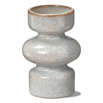 Linea Taupe Speckled Ceramic Reversible Taper and Pillar Candle Holder Medium,3.2L x 3.2W x 6.0H inches