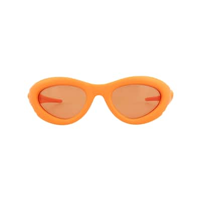 Bottega Veneta Round/Oval-Frame Injection Sunglasses, Orange Lens, Tangerine Orange Frame