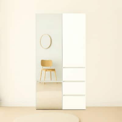 Elise Modular Wood Closet System with Mirror in White - 31.4"D x 17.72"W x 70.9"H