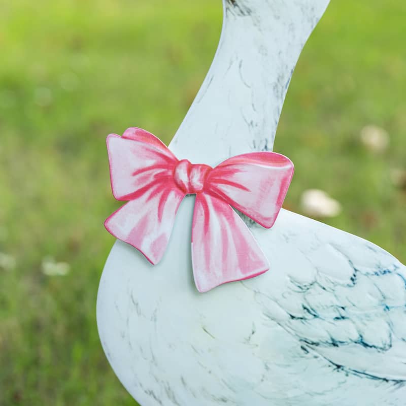 Glitzhome Set of 3 Easter Metal Duck Family Yard Stake Hanging Decor