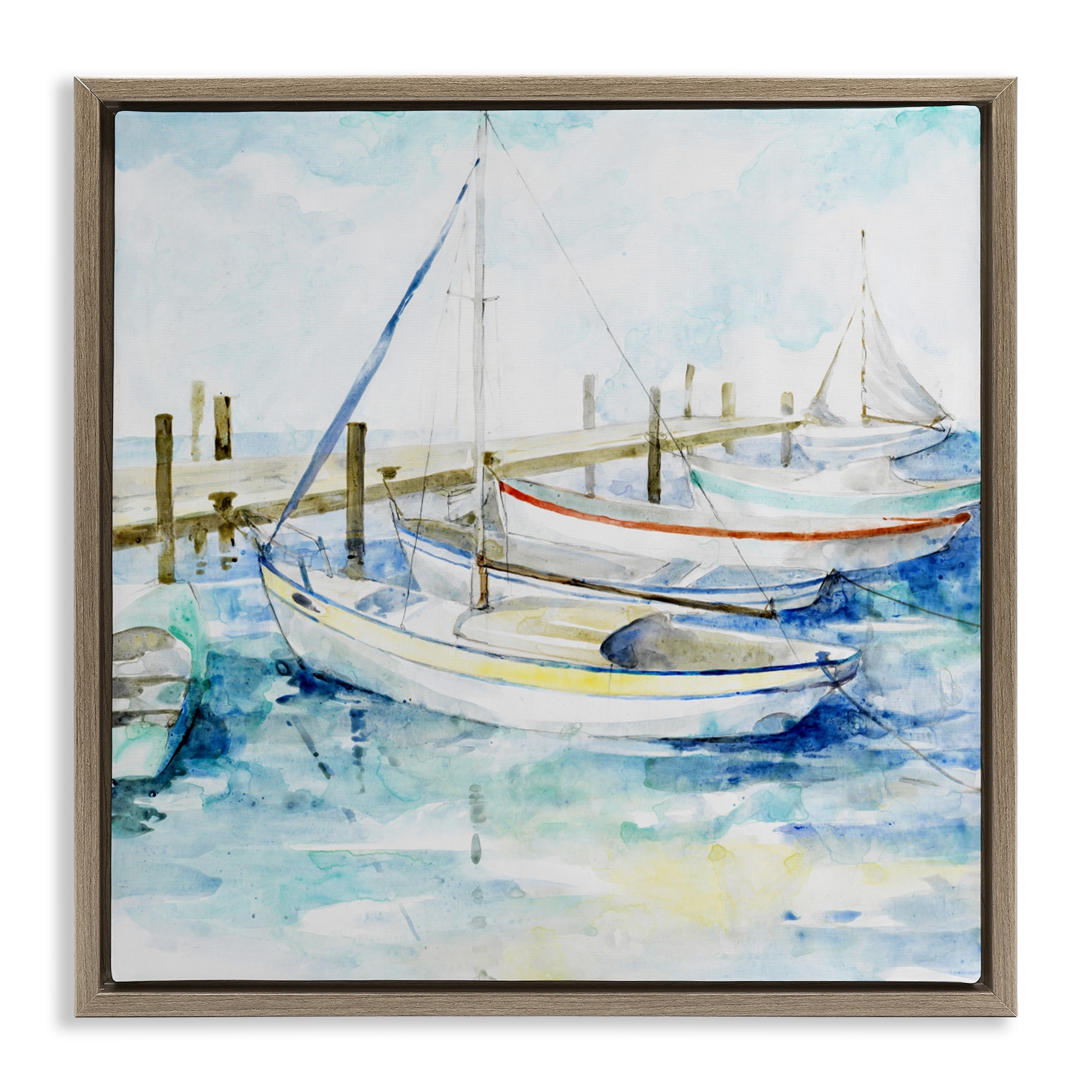Stupell Docked Sails on Stormy Seas Framed Floater Canvas Wall Art Design By Lorenzo Collective