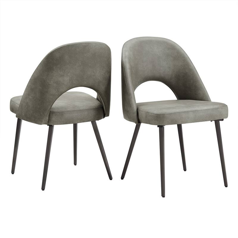 Presley Upholstered Dining Chairs (Set of 2) by iNSPIRE Q Modern - Light Grey PU Leather