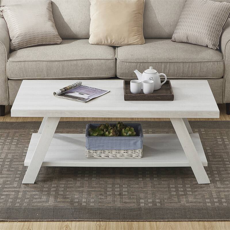 Contemporary Wood Coffee Table with Shelf