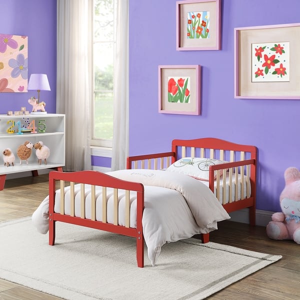 slide 2 of 18, Two Color Toddler Bed, 53 x 29.5 x 24.50 Inch Infant Toddler Bed for Bedroom Coral
