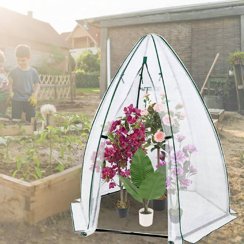 54"x 54"x 71" Greenhouse Tent with Durable PE Cover for Outside Vegetables Flowers Fruits, White