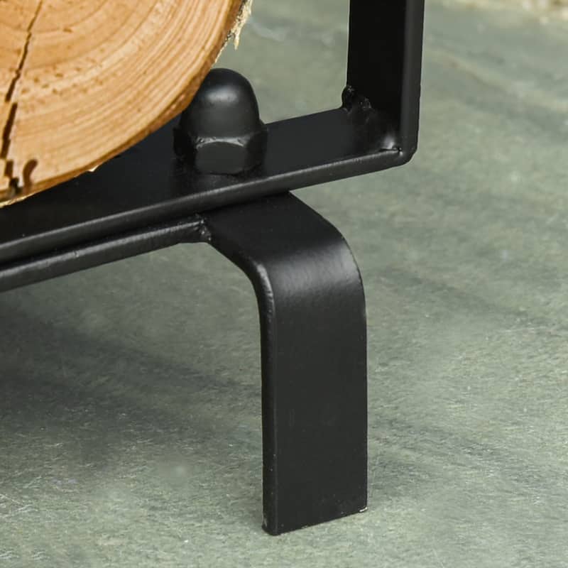 Outsunny 15" 2-Tier Firewood Log Rack with Tools, Fireplace Wood Storage Holder with Shovel, Broom, Poker, Tongs and Hooks