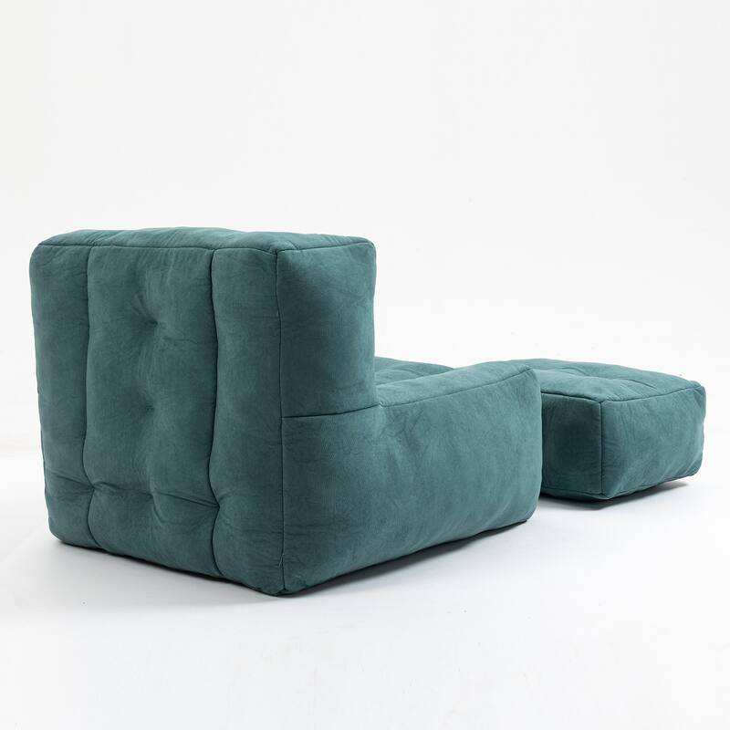 Green 38.5" Velvet Accent Chair with Ottoman
