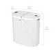 preview thumbnail 3 of 26, Seville Classics Handwoven Lidded Oval Double Laundry Hamper, 22.75" W x 13" L x 24" H