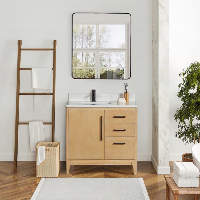 Gara Single Bath Vanity with Composite Stone Top without Mirror