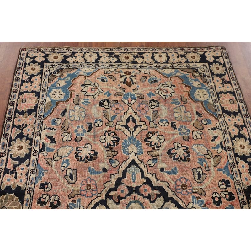 Floral Mahal Persian Antique Area Rug Handmade Wool Carpet - 4'1"x 6'5"