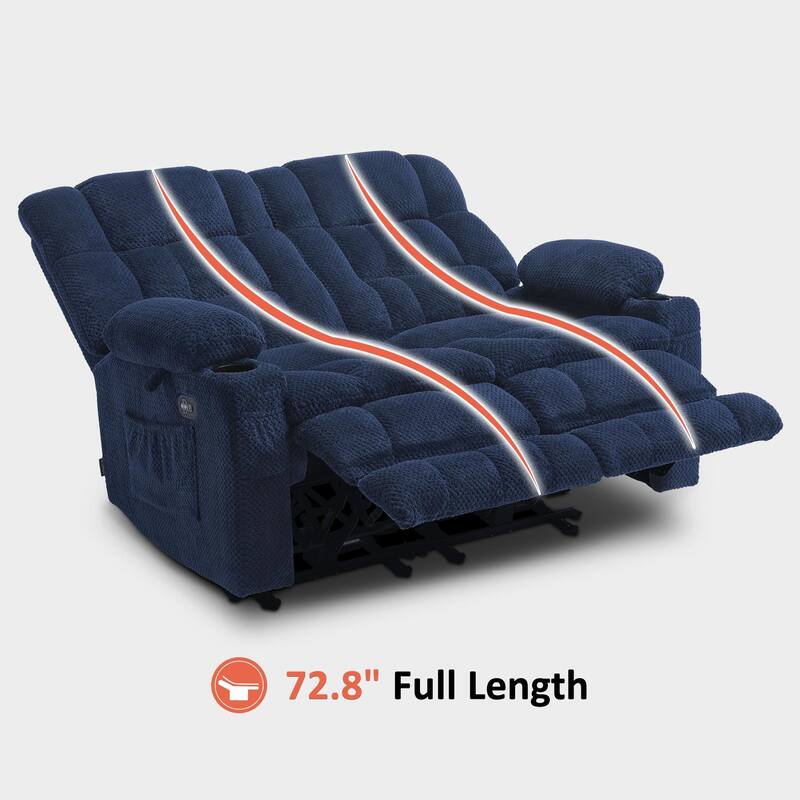 MCombo Power Loveseat Recliner, Electric Reclining Loveseat Sofa with Heat and Vibration, Cupholders, USB Charge Ports RS6314