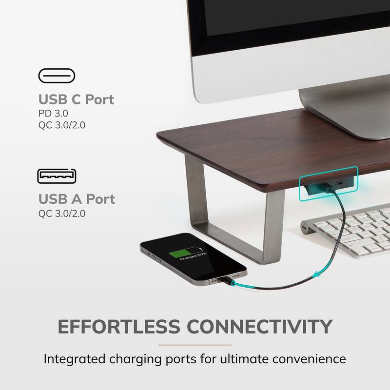 Jani Wood Monitor Stand Riser Desk - Ergonomic Design Stand, Desktop Organizer Table for Home, Office Workspace, Gaming Desk