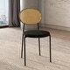 preview thumbnail 27 of 92, Leisuremod Euston Modern Velvet/Leather Dining Chair - Minimalist Wicker Back Accent Chair for Home Living Room & Kitchen