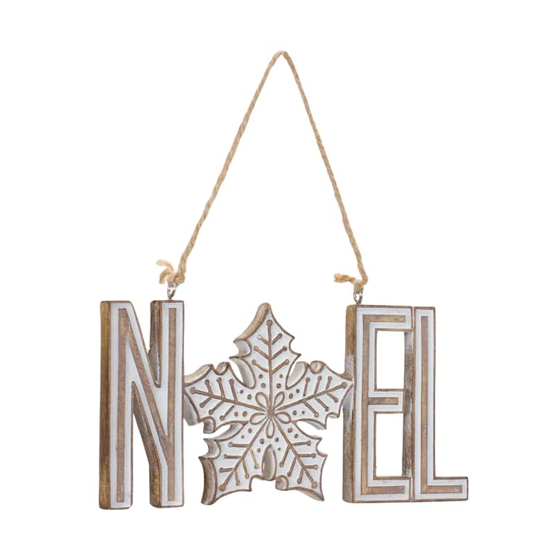 "Joy" and "Noel" Snowflake Christmas Ornaments - 6" - 12ct