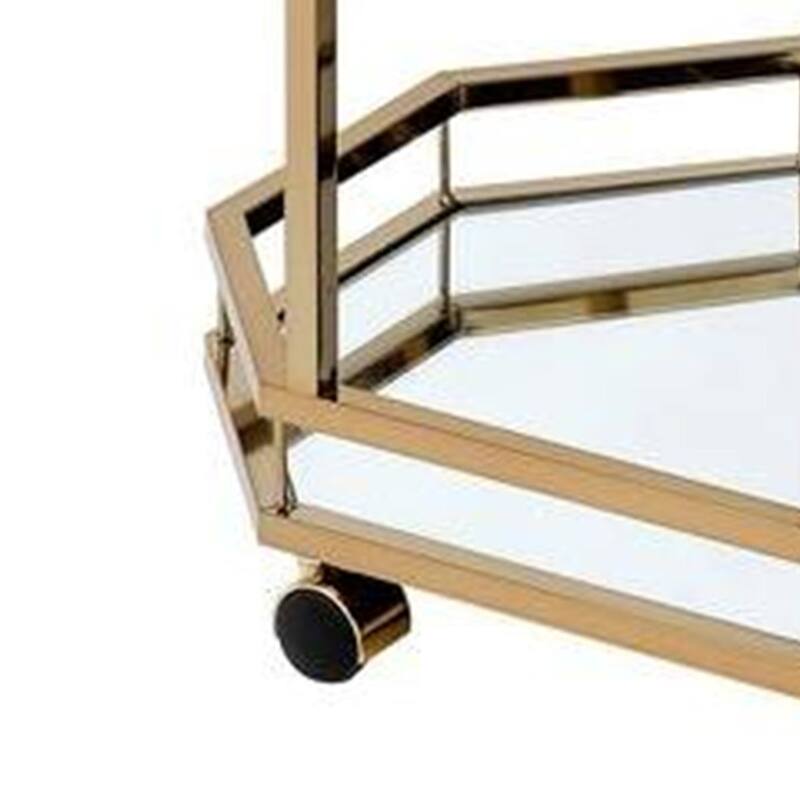 Metal Serving Cart, Mirror & gold - 32 H x 17 W x 28 L I