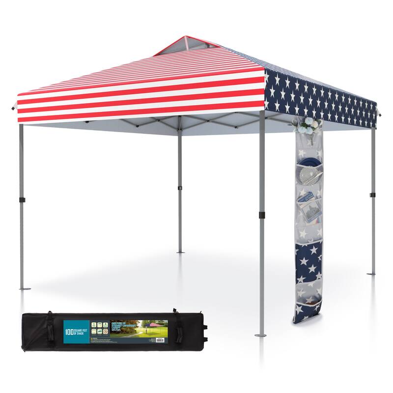 10' x 10' Pop Up Outdoor Canopy Tent Commercial Instant Reinforce Canopies with Wheel Carry Bag & Storage Pocket - 10x10' - Red