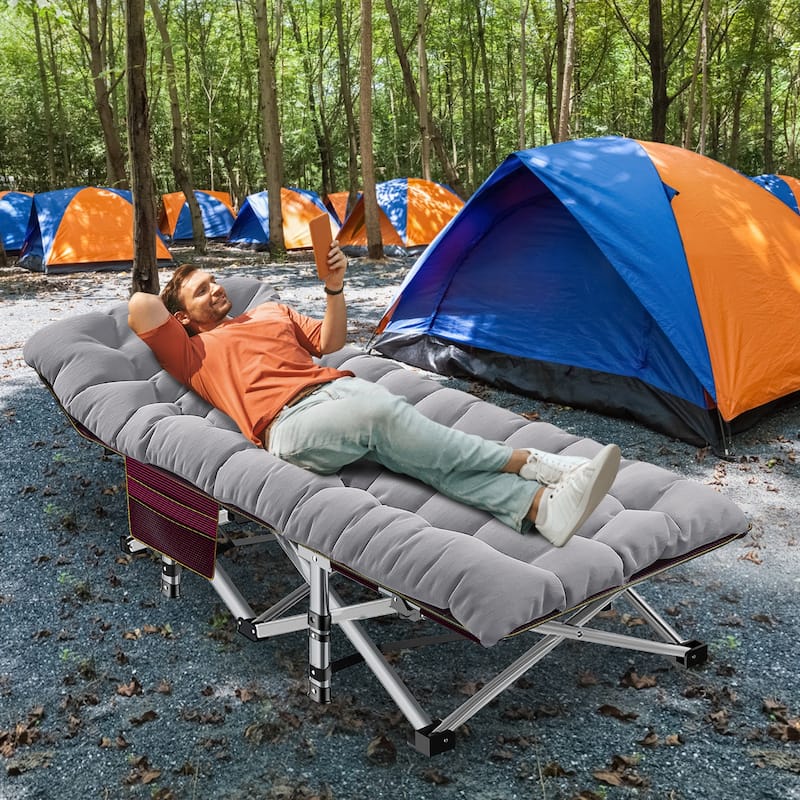 DoCred Folding Bed, Heavy Duty Outdoor Camping Cot with Carry Bag
