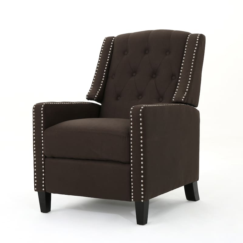 Pushback Recliner Chair, Fabric Armchair Push Back Recliner with Rivet Trim, Mid Century Tufting Accent Chair for Living Room