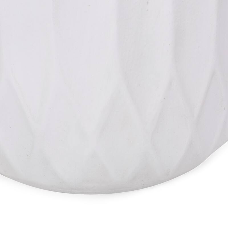 Roomfitters Outdoor Lightweight Concrete End Table, Round Accent Side Table with Textured Design, Antique White