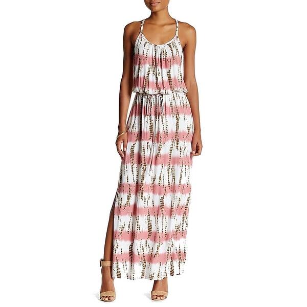 Shop Loveappella Womens Small Print Drawstring Maxi Dress