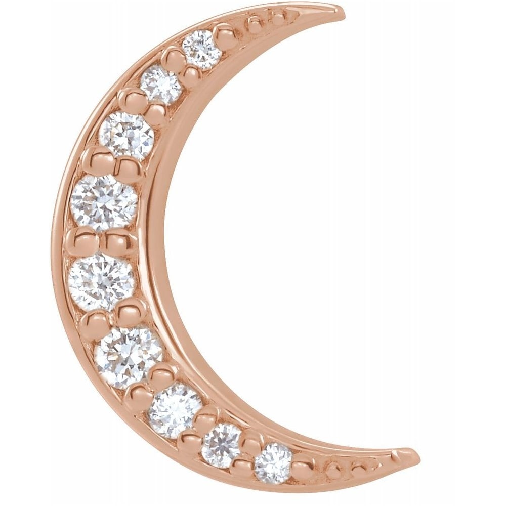 14K Rose Gold 0.04 Carat Diamond Crescent Moon Single Earring