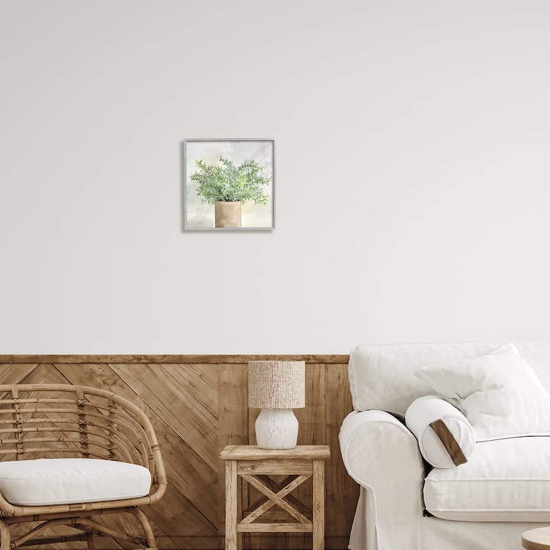 Stupell Rustic Potted Herb Plant Overflowing Leaves Design Framed Wall Art, Design by Kim Allen