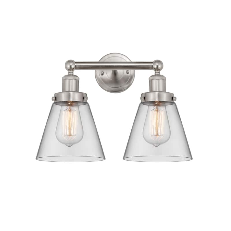 Innovations Lighting 616-2W-10-16 Cone Vanity Cone 2 Light 16" Wide - Brushed Satin Nickel / Clear