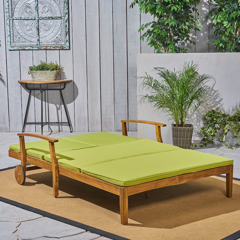 Perla Outdoor Acacia Wood Double Chaise Lounge by Christopher Knight Home