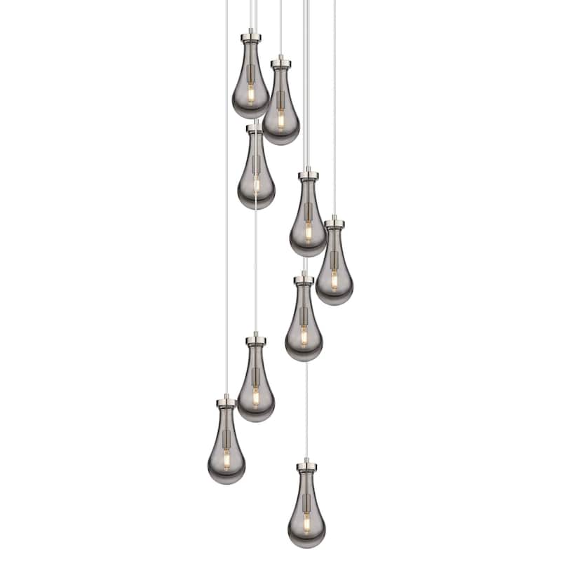 Innovations Lighting 119-451-1P-12-20 Owego Pendant Owego 9 Light 20" - Brushed Satin Nickel / Light Smoke