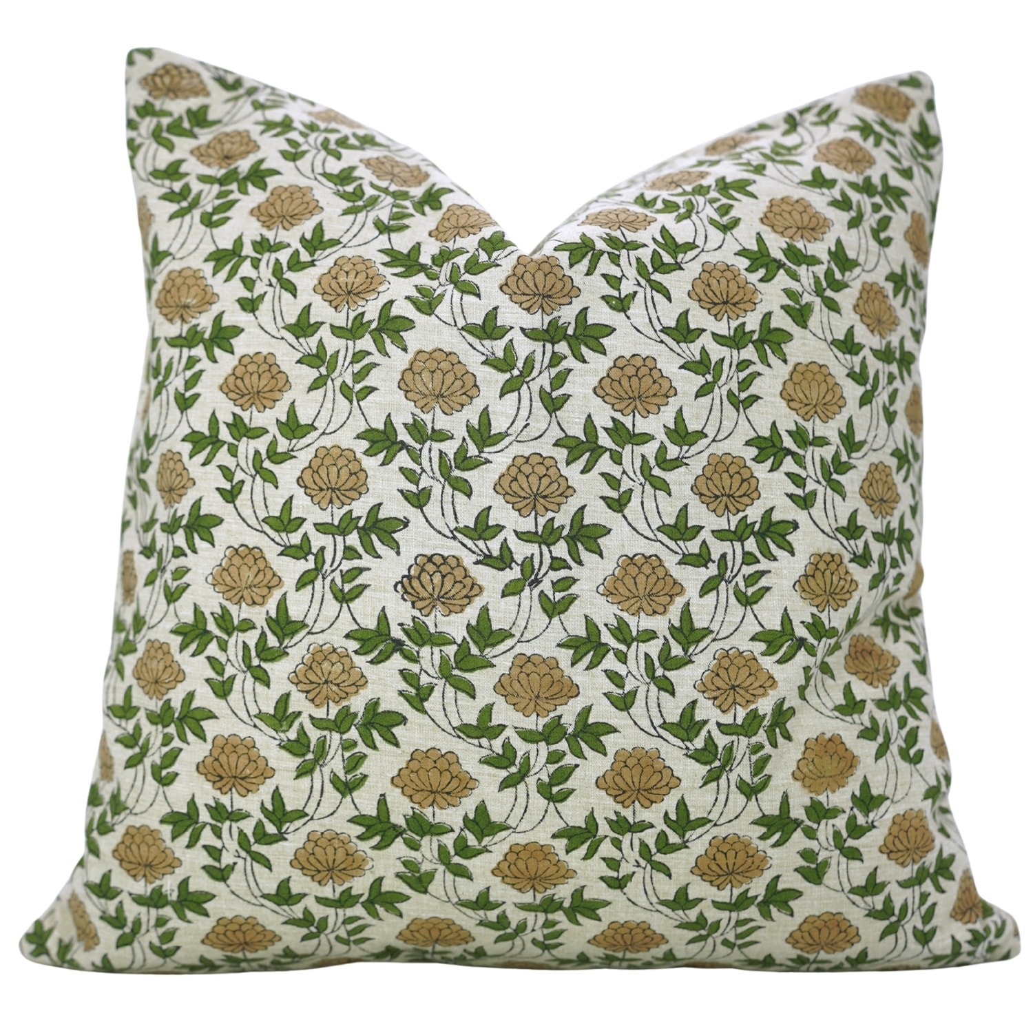 Fabdivine Soft Cotton or Linen Hand Block Print Floral Pillow Cover for Home Décor