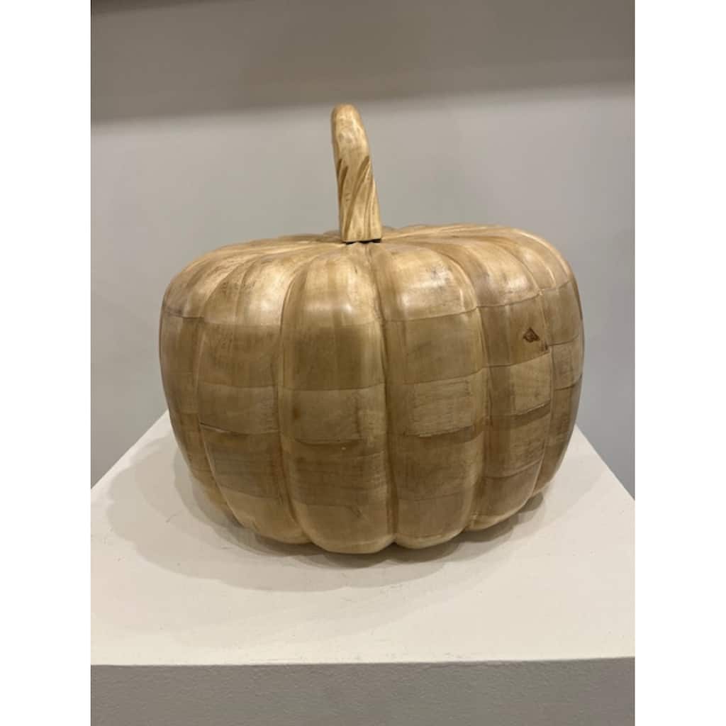 XXL Pumpkin Sun-Bleached Mango Wood Décor Dia 15" - Sun Bleached