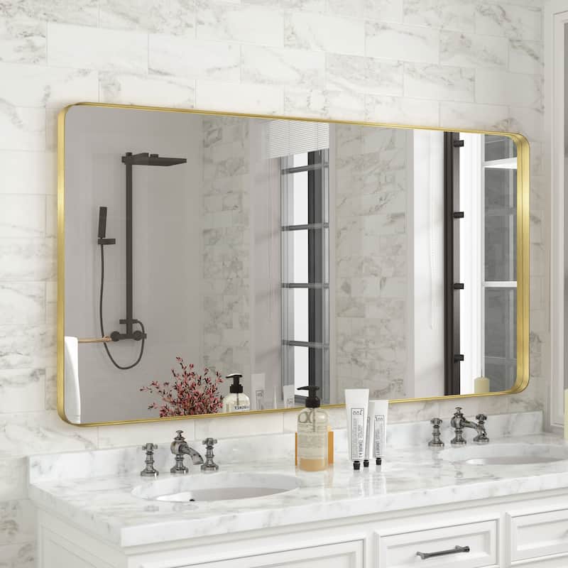 QuivaraView Rectangular Aluminum Framed Bathroom Vanity Mirror - 48" x 36" - Brushed Gold
