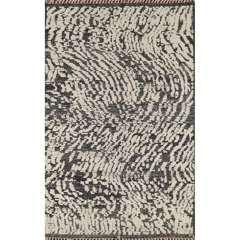 Abstract Moroccan Area Rug Handmade Wool Carpet - 5'0"x 7'11"