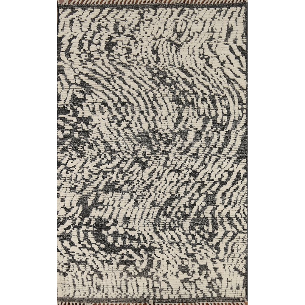 Abstract Moroccan Area Rug Handmade Wool Carpet - 5'0"x 7'11"