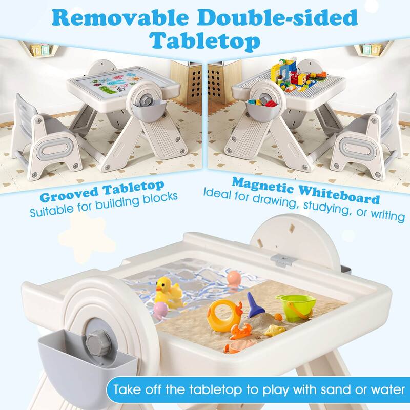 Costway 6-in-1 Multi-activity Children Table & Chair Set with Pen - See Details