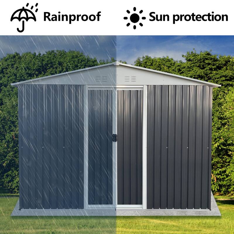 Rust-roof Steel Storage Shed with Waterproof Panels & Sliding Lockable Door Garden Shed Pet Shed Tool Shed