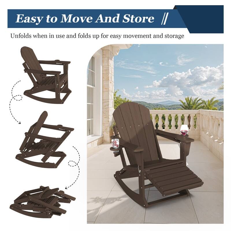 Foldable Outdoor Rocking Chair – Removable Wheels, Ergonomic & Weatherproof