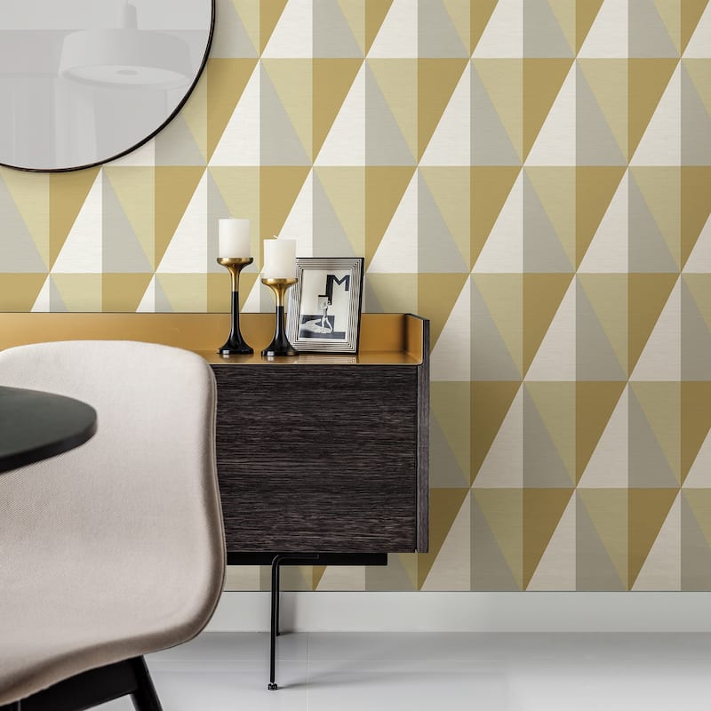 A-Street Prints Aspect Yellow Geometric Faux Grasscloth Wallpaper