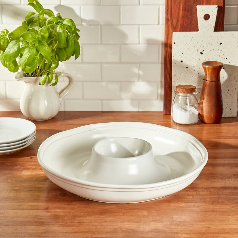 Bee & Willow White Earthenware 14" Chip & Dip