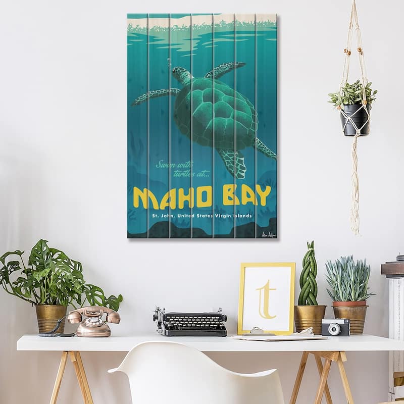 Maho Bay Print On Wood by IdeaStorm Studios - Multi-Color