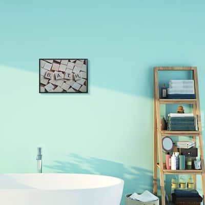 Stupell Bath Scrabble Letters Bathroom Photograph Black Framed Wall Art, Design By Artist Daphne Polselli