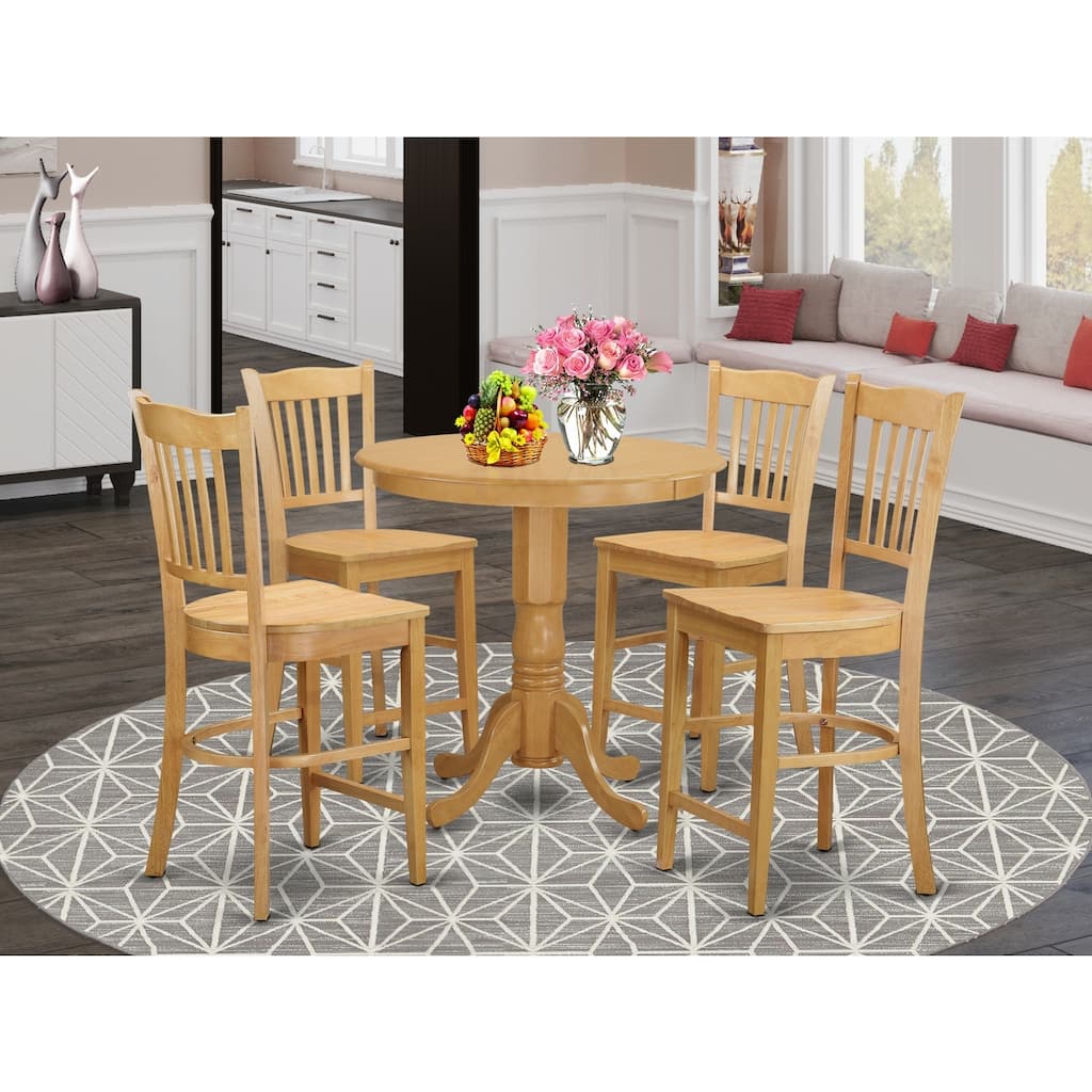 Counter Height Dining Set - Pub Table & Chairs - 5 Piece Wood Set - Modern Kitchen Furniture