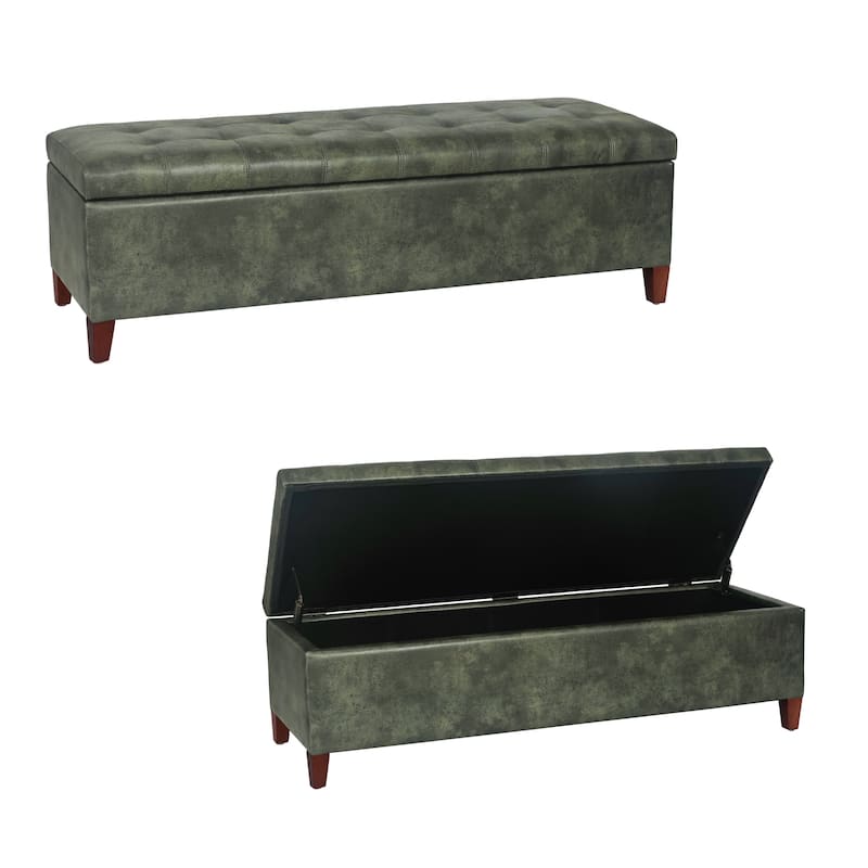 Adeco 50" Bonded Leather Storage Ottoman Bench