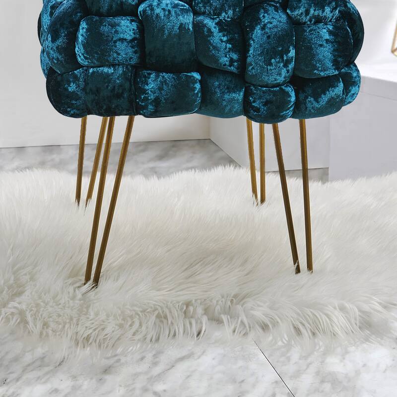 Home Soft Things Crushed Velvet Pouf Stool Ottoman