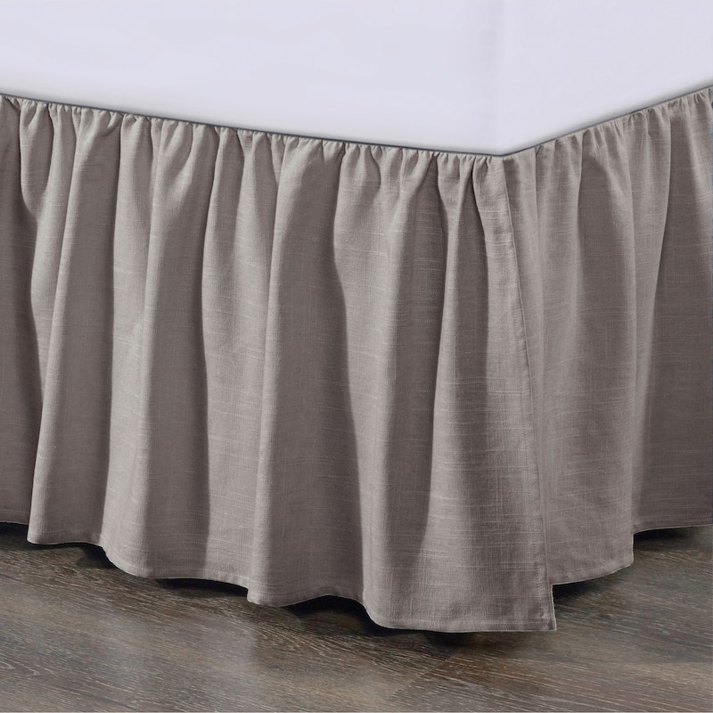 HiEnd Accents Lily Washed Linen Gathered Bed Skirt